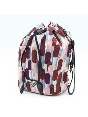 Prada Drawstring Pouch Lip All Over Pattern Tessuto